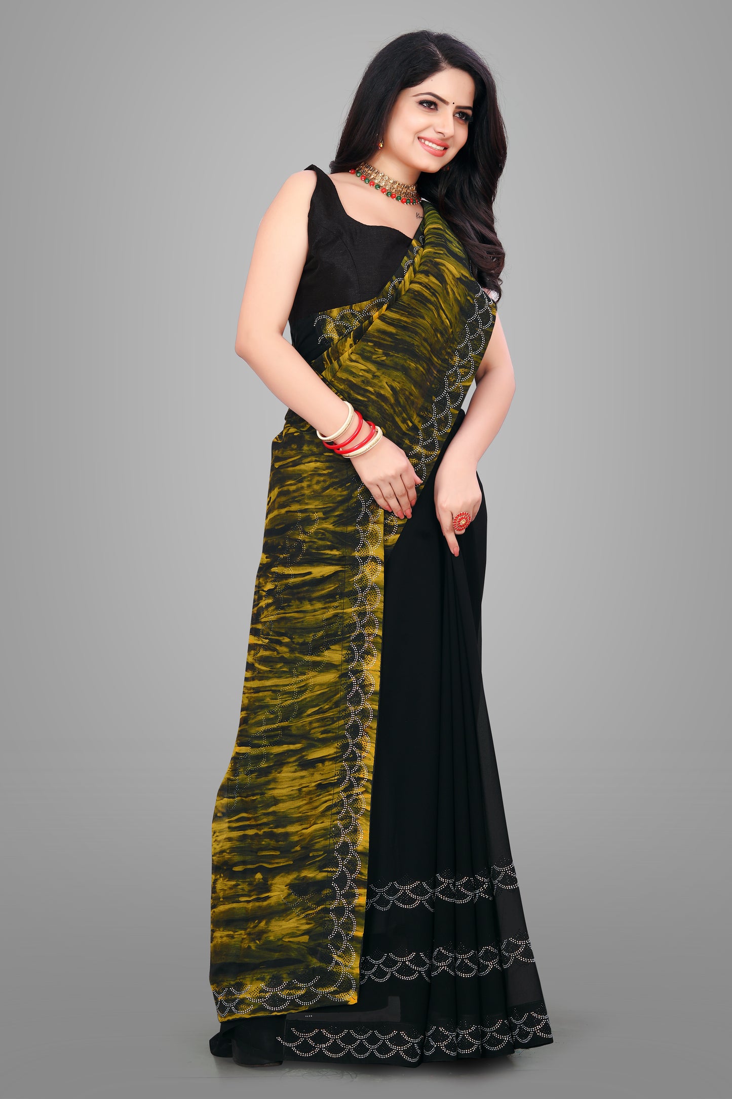Half & Half Designer Georgette Saree
