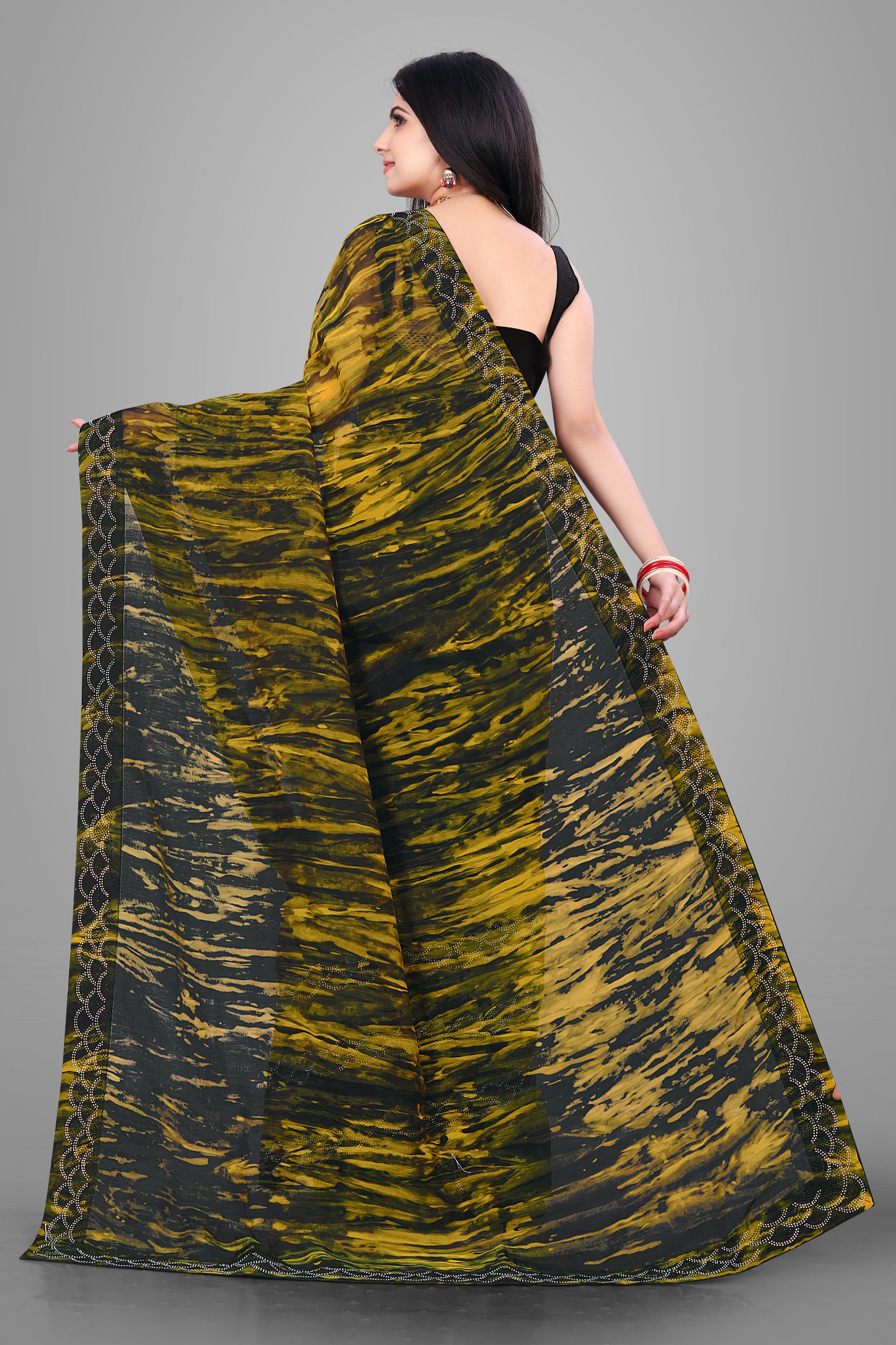 Half & Half Designer Georgette Saree
