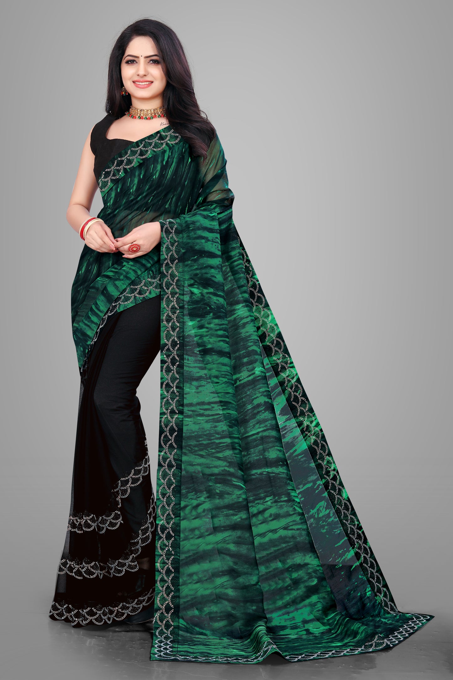 Half & Half Designer Georgette Saree