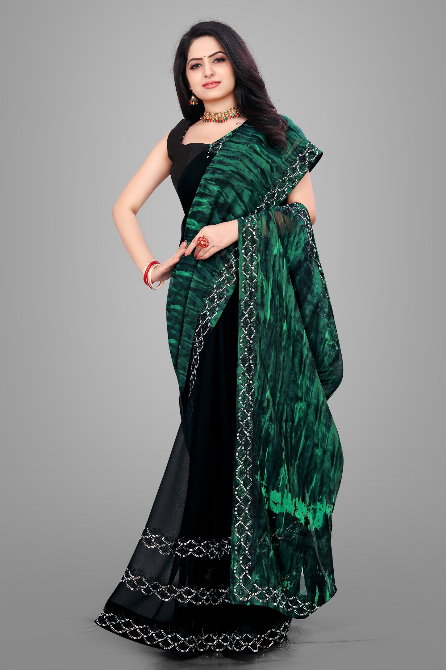Half & Half Designer Georgette Saree