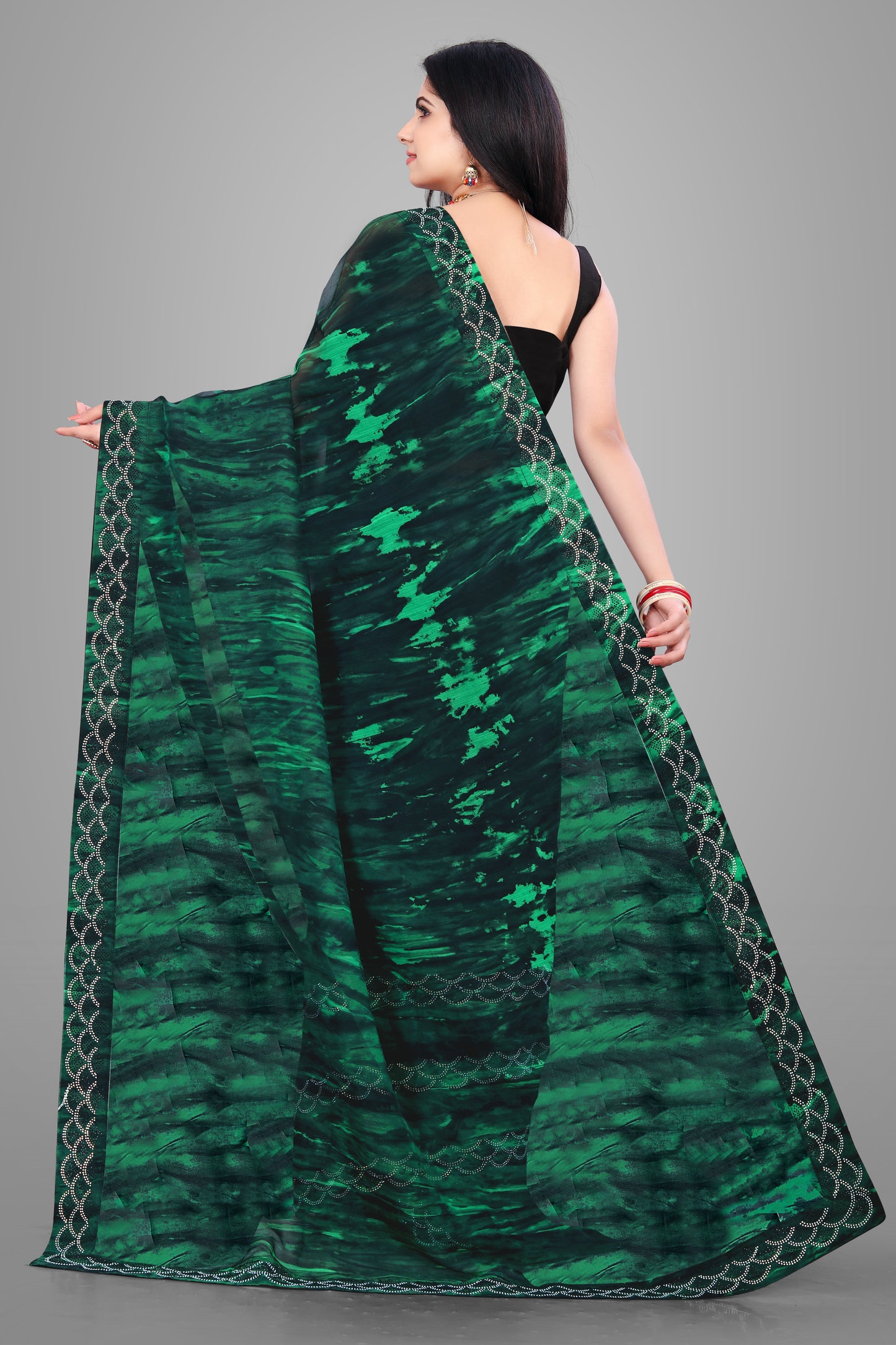 Half & Half Designer Georgette Saree