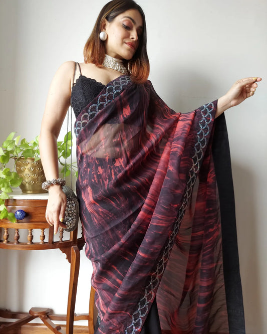 Half & Half Designer Georgette Saree