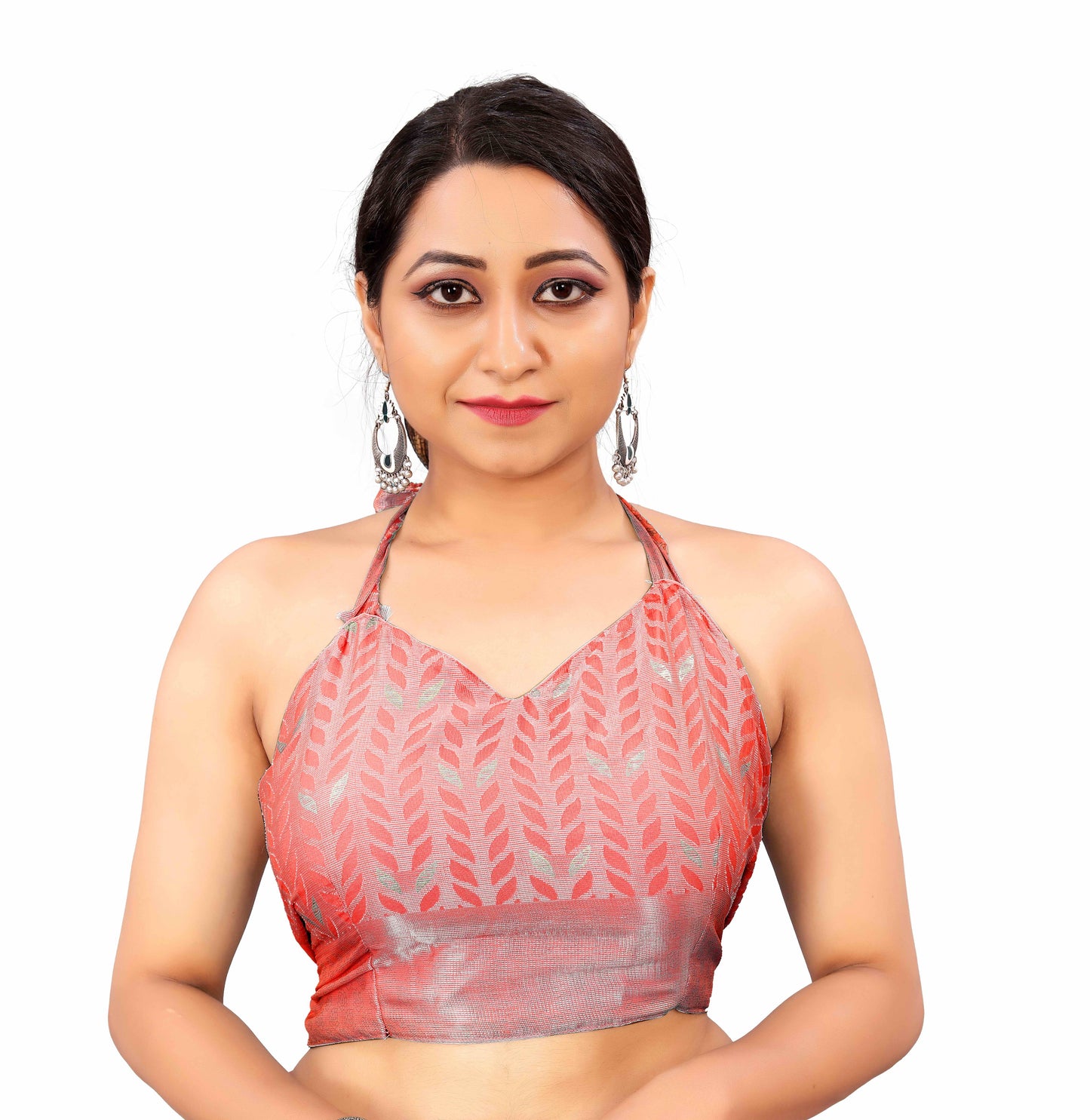 Beautiful Pink Brasso Saree With Ethnic Motif & Gold Zari Prints