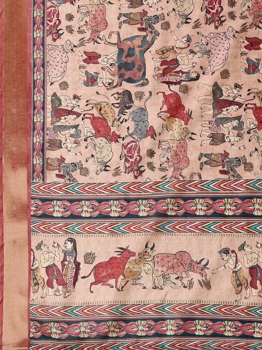 Wine Floral Print Tussar Silk Saree with Jari Border – A Blend of Tradition & Modern Elegance