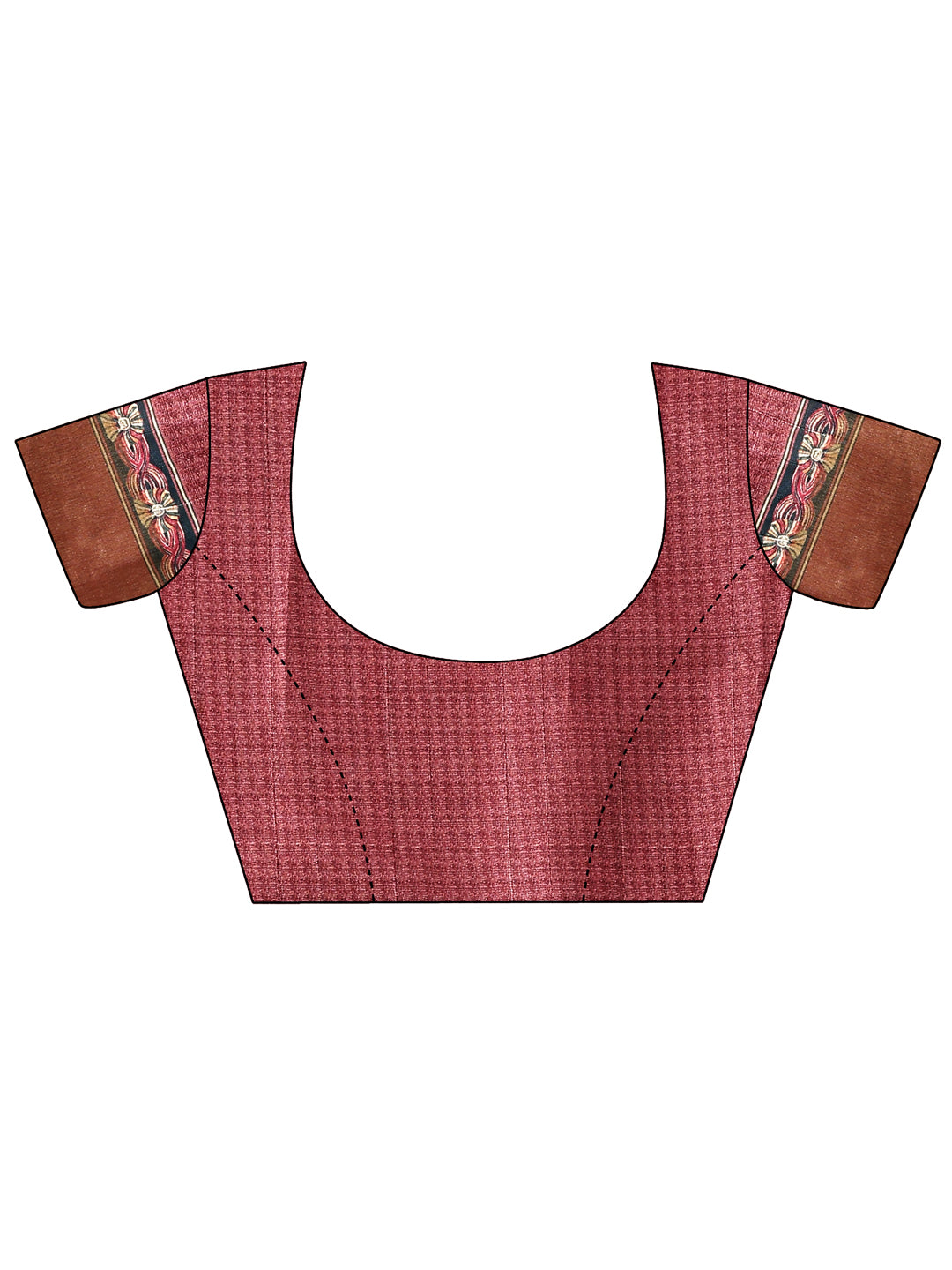 Wine Floral Print Tussar Silk Saree with Jari Border – A Blend of Tradition & Modern Elegance