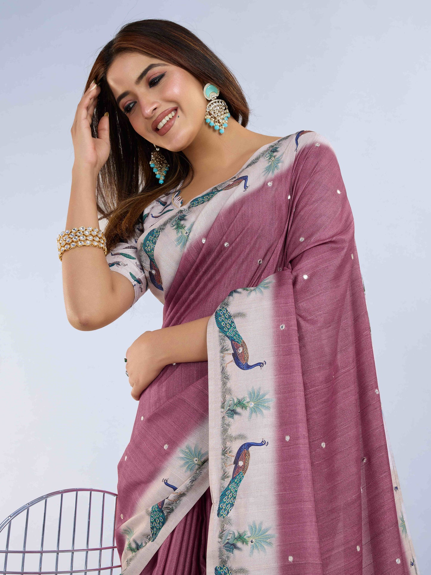 Tussar Silk Printed Designer Saree – Gajari