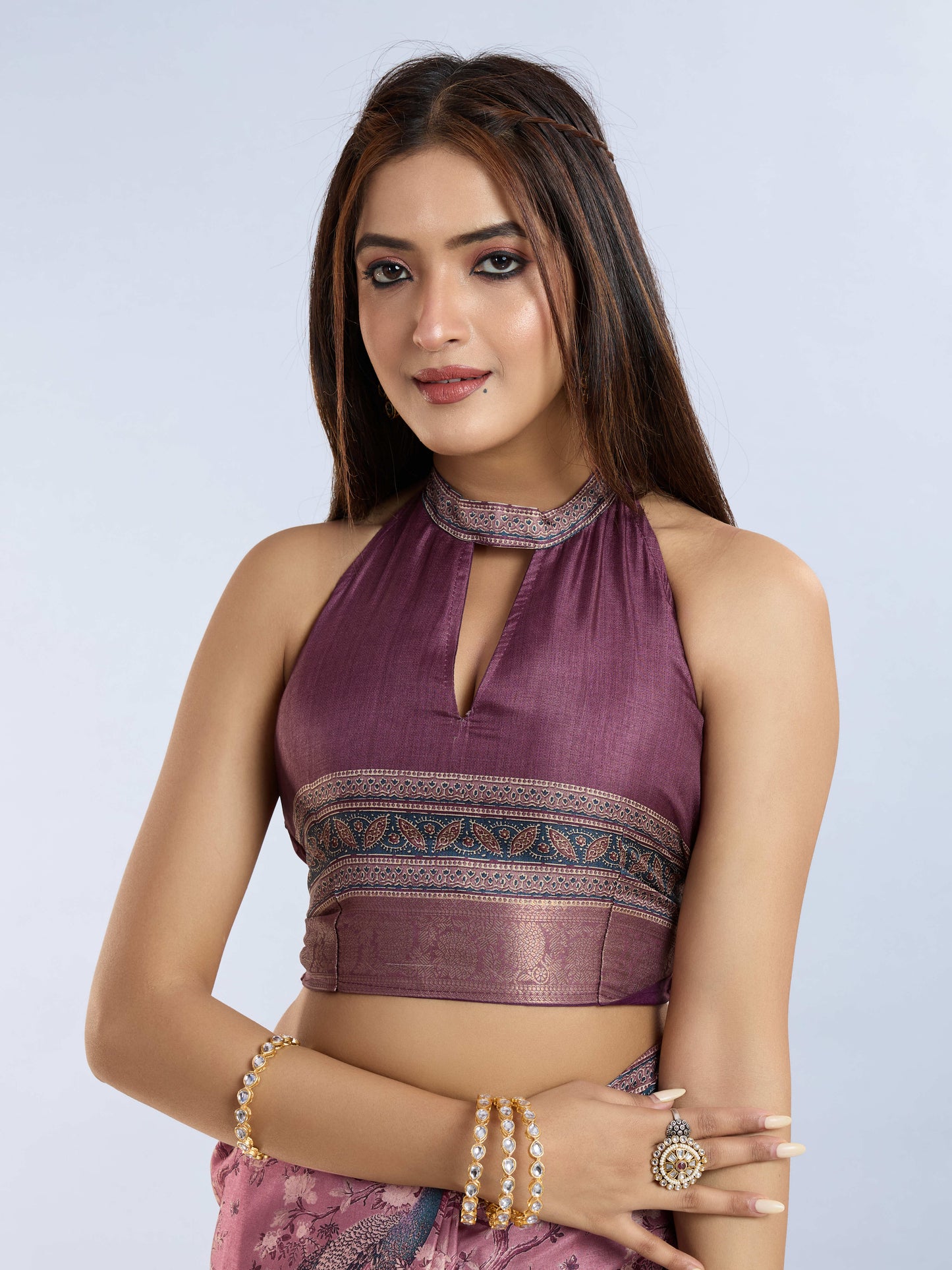 Tussar Silk Printed Saree – Rose pink