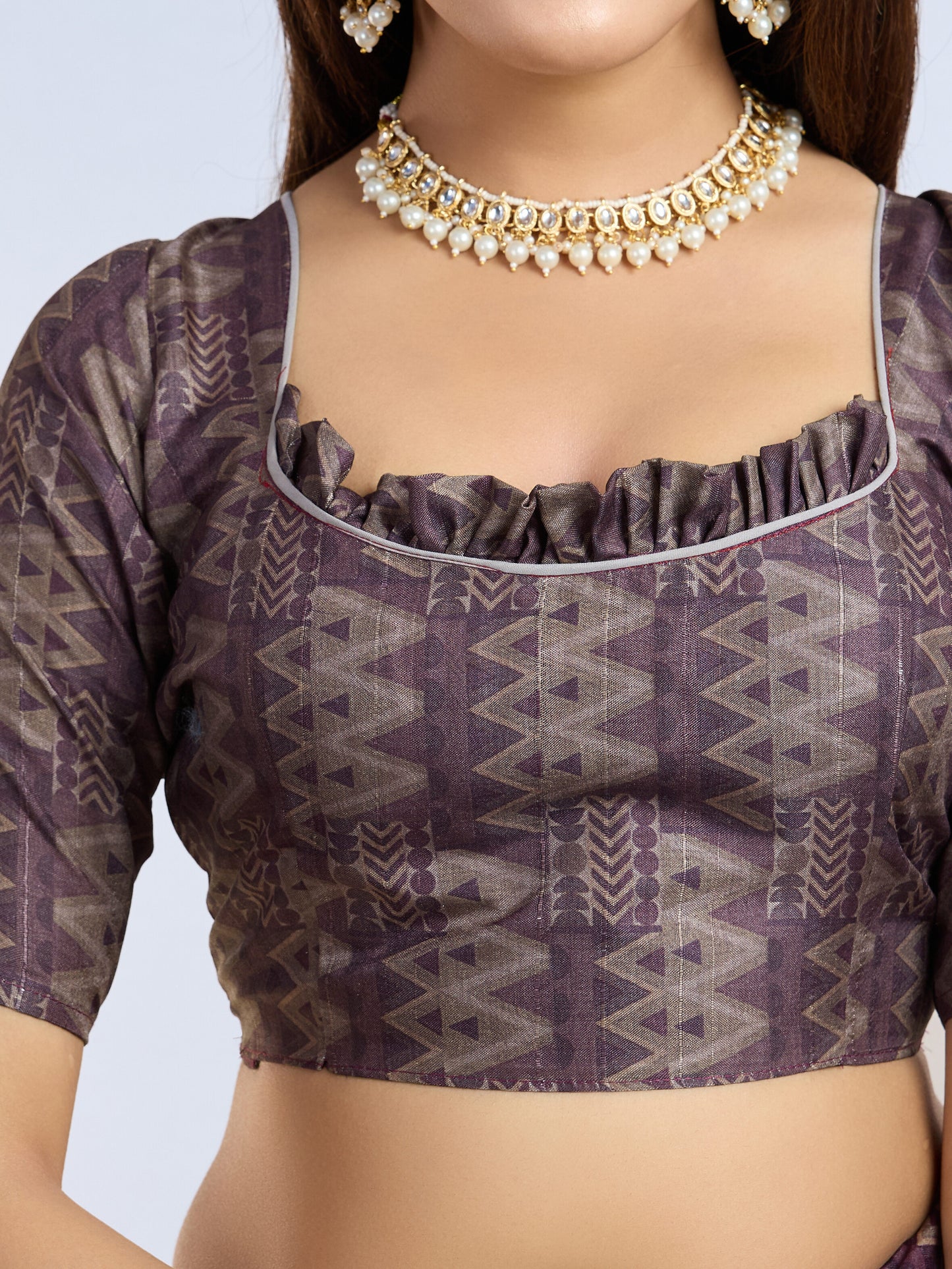 Tussar Silk Printed Designer Saree – Wine
