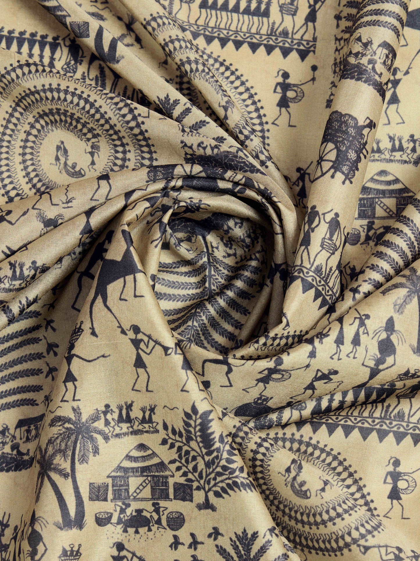 Tussar Silk Printed Saree – Black