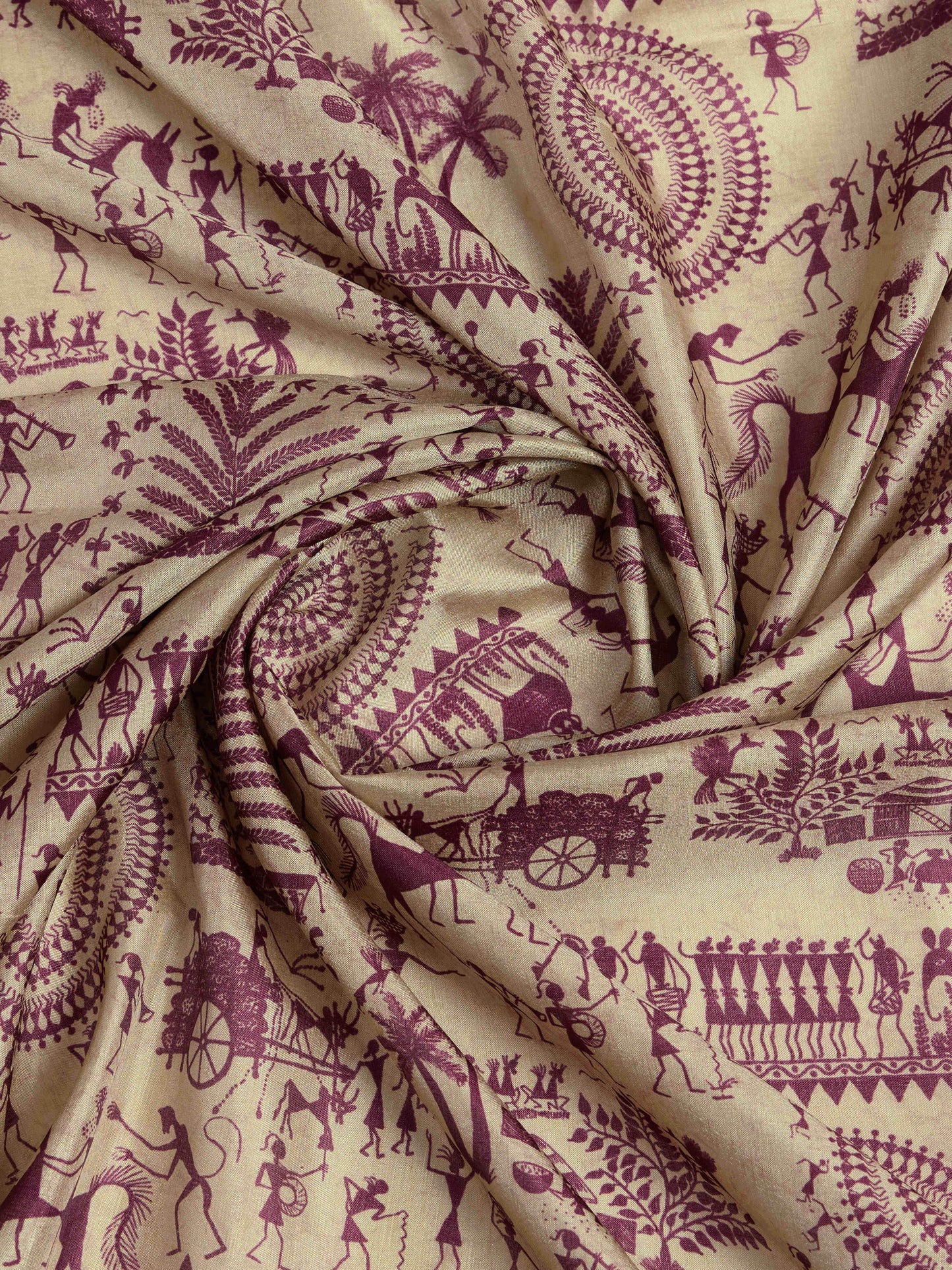 Tussar Silk Printed Saree – Wine