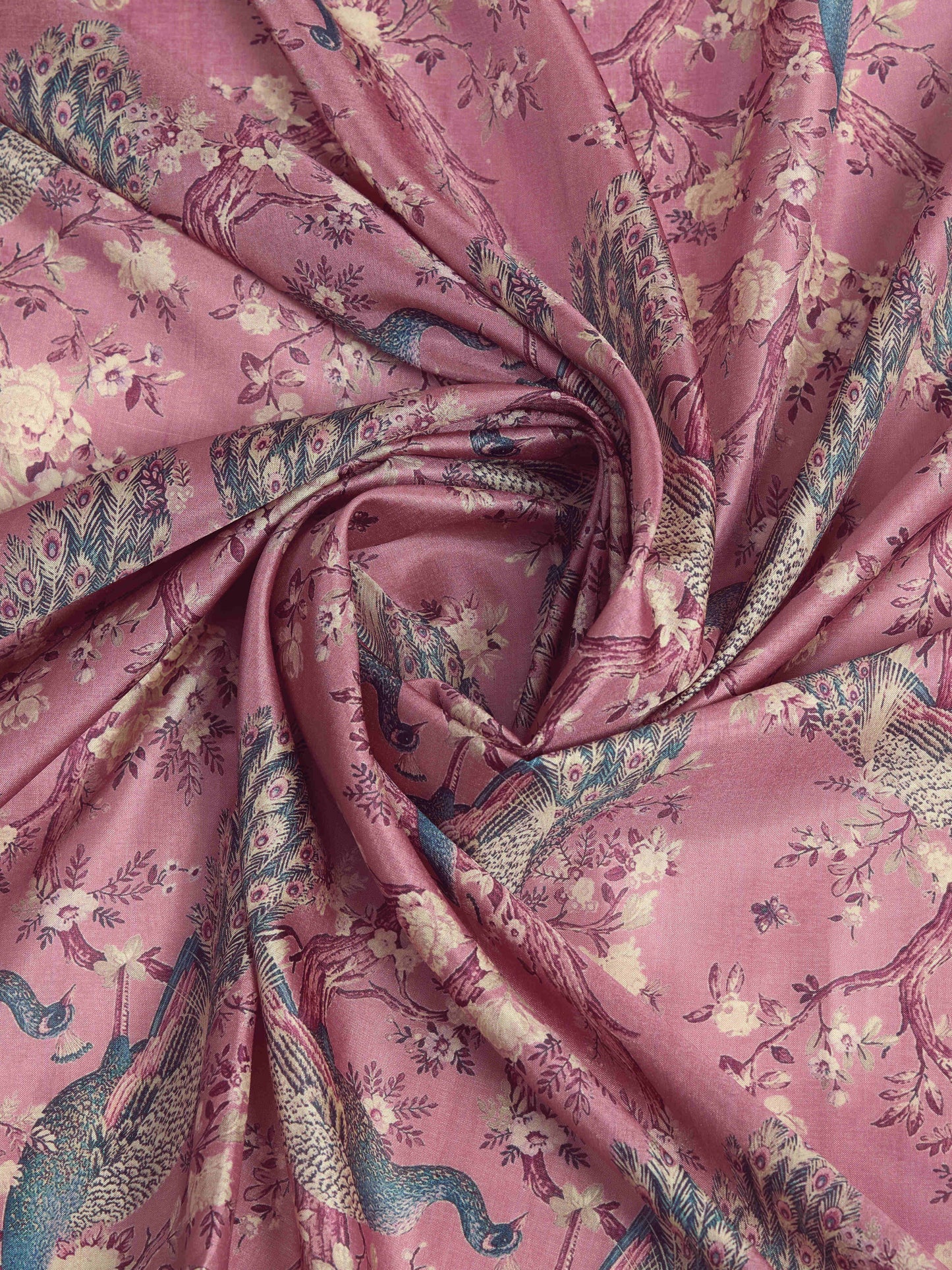 Tussar Silk Printed Saree – Rose pink