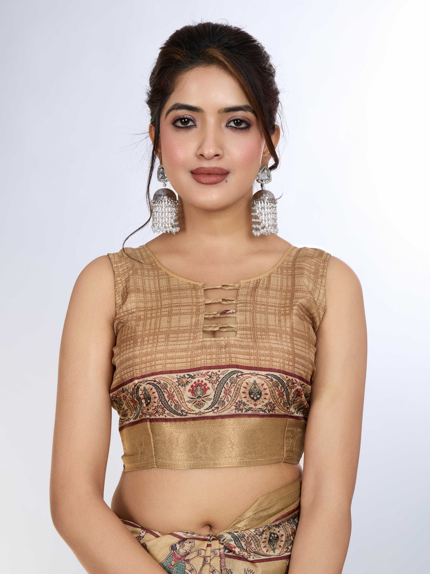 Tussar Silk Printed Saree – Beige