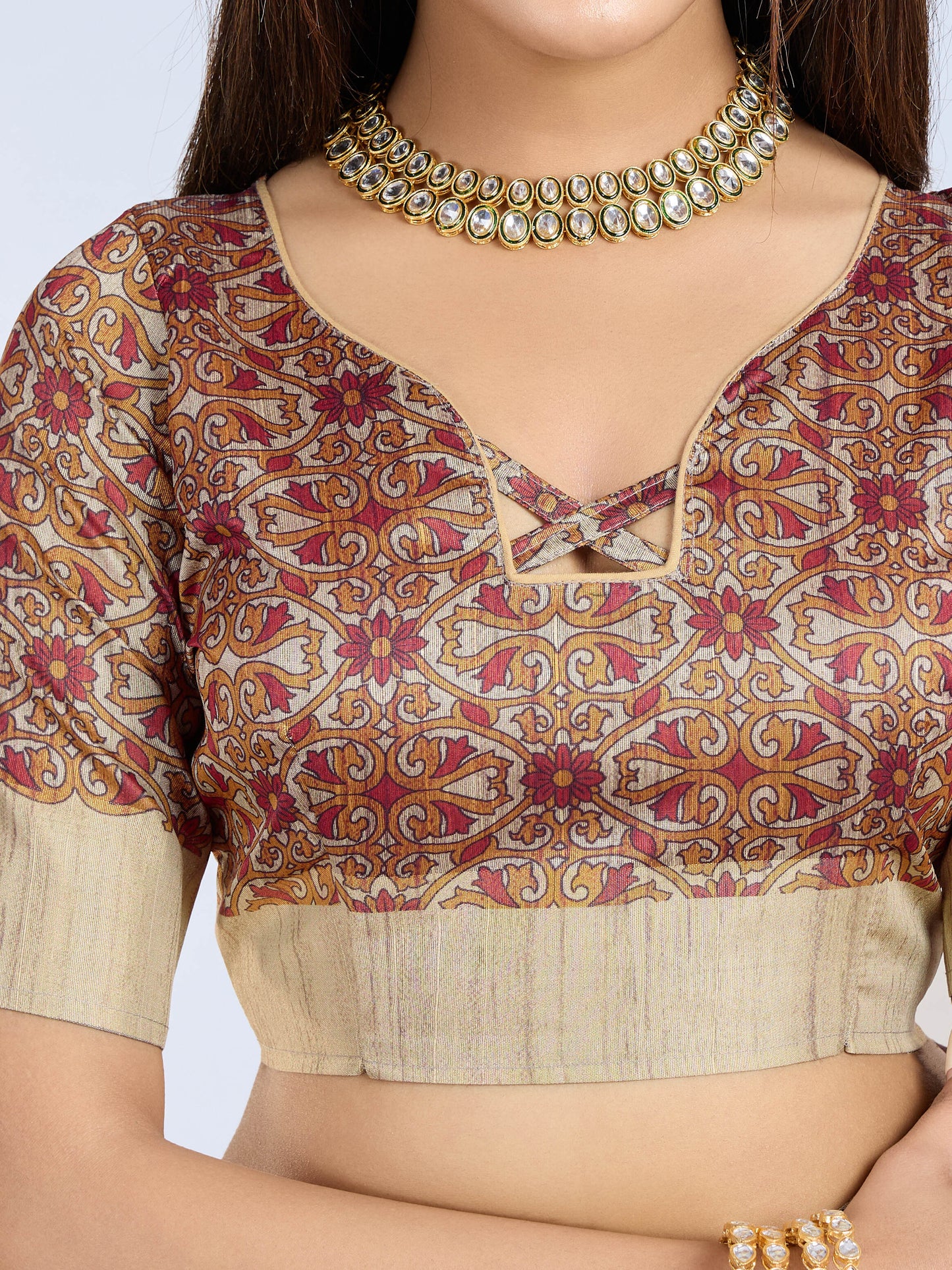 Handloom Silk Printed Designer Saree – Wine