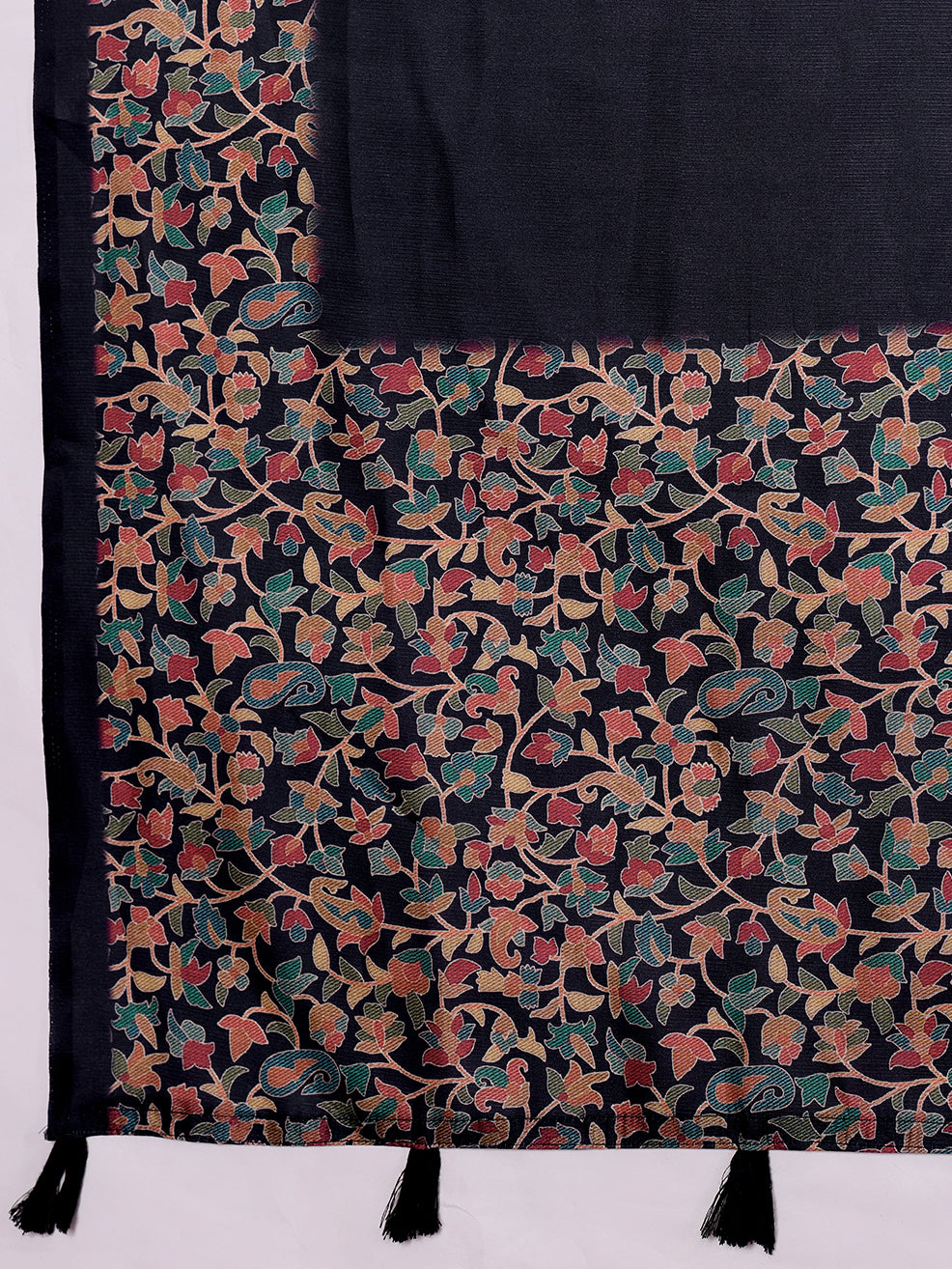 Sattin Tussar Silk Digital Printed Saree With Tassels