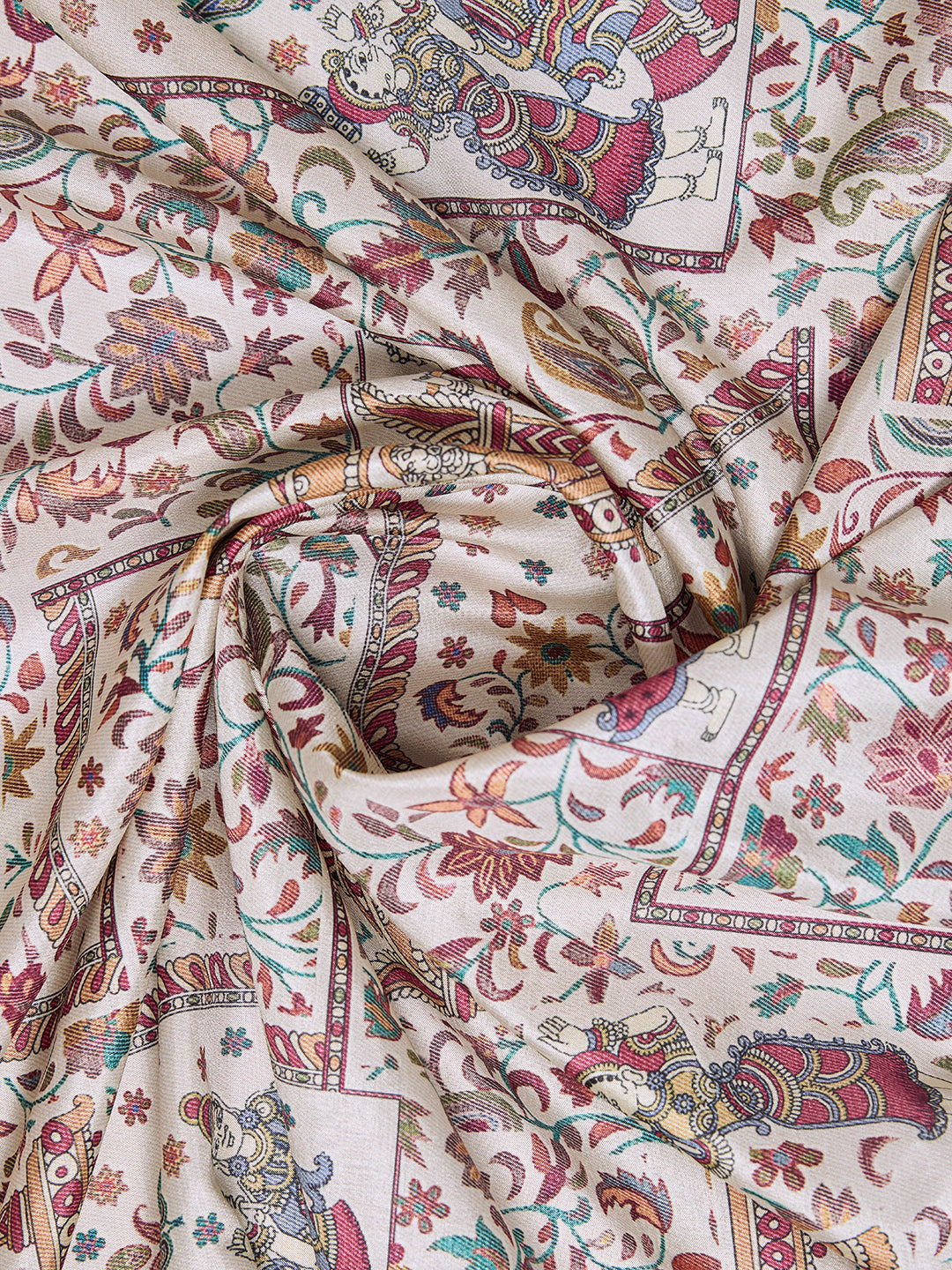Tussar Silk Digital Kalamkari Print Saree With Jacquard Border