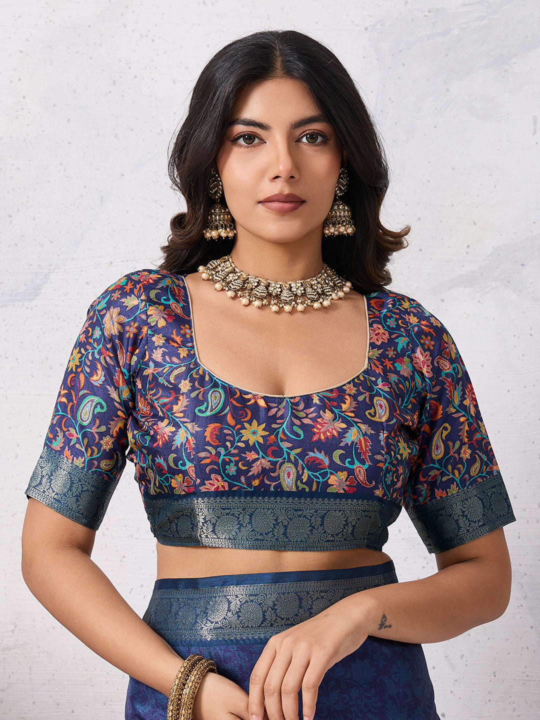 Tussar Silk Digital Kalamkari Print Saree With Jacquard Border