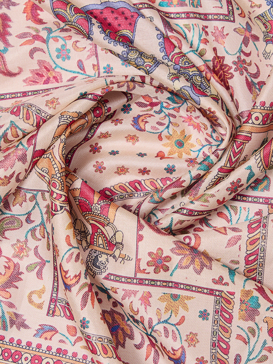 Tussar Silk Digital Kalamkari Print Saree With Jacquard Border