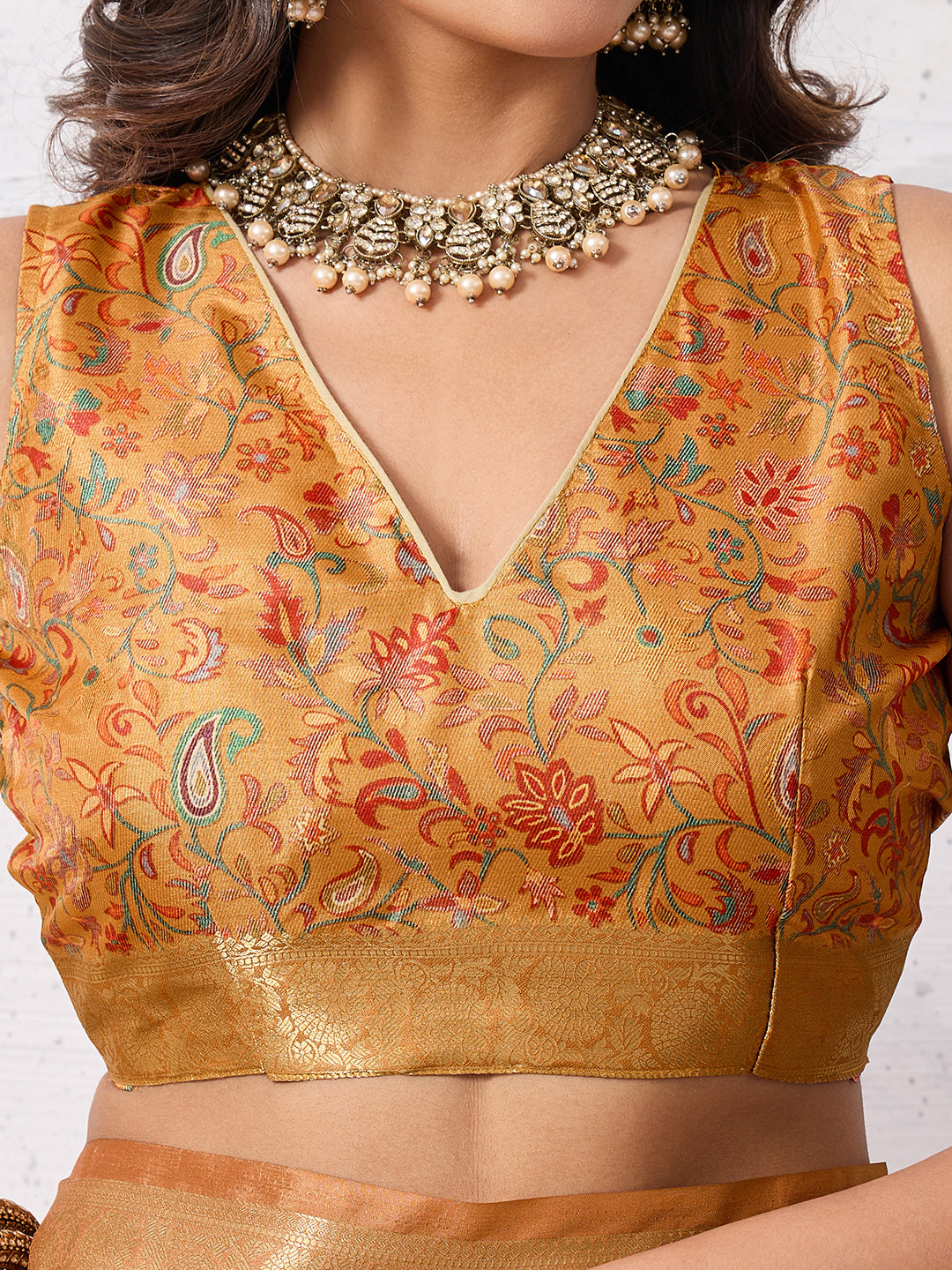 Tussar Silk Digital Kalamkari Print Saree With Jacquard Border