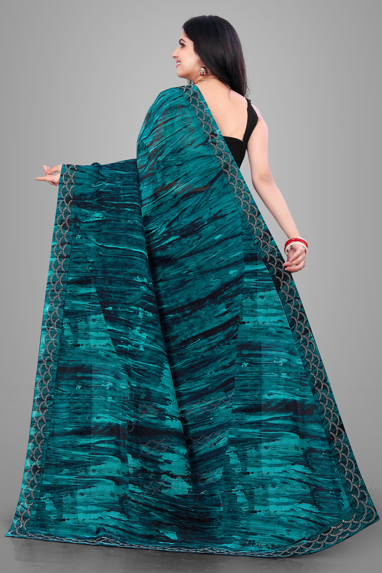 Half & Half Designer Georgette Saree