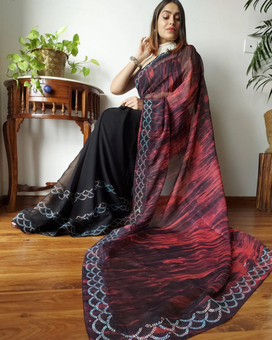 Half & Half Designer Georgette Saree