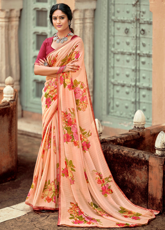 Beautiful Naina Gajri Georgette Self Design & Foil Printed Saree