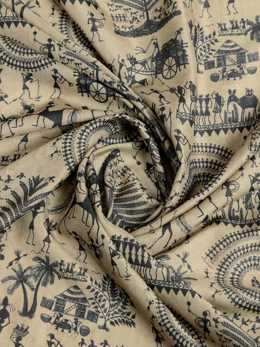 Tussar Silk Printed Designer Saree – Black