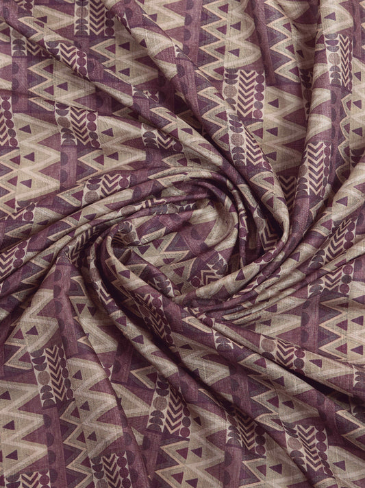 Tussar Silk Printed Designer Saree – Wine