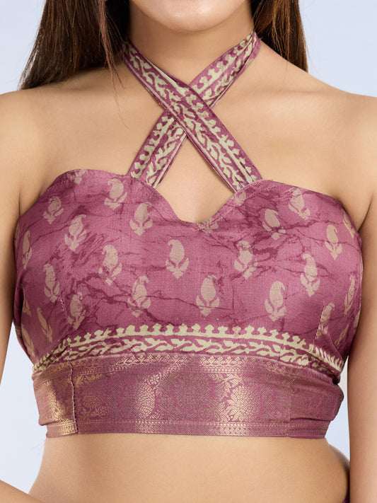 Tussar Silk Printed Saree – Pink
