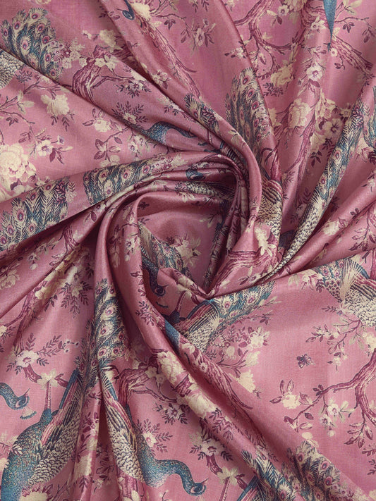 Tussar Silk Printed Saree – Rose pink