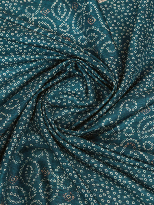Tussar Silk Printed Saree – Teal blue