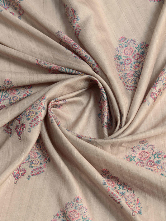 Tussar Silk Printed Designer Saree – Chikoo