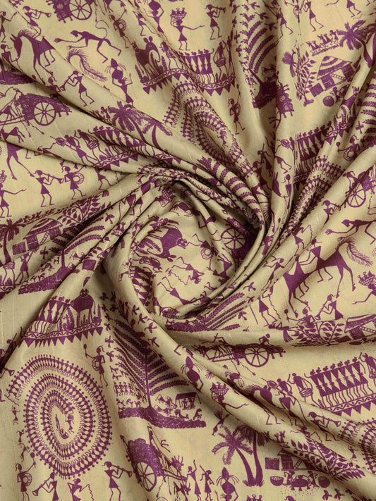 Tussar Silk Printed Designer Saree – Maroon